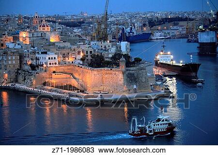 Stock Image - Malta, Grand Harbour, Senglea,.. Fotosearch