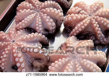 Picture - Malta, Marsaxlokk, fish market, octopus,.. Fotosearch
