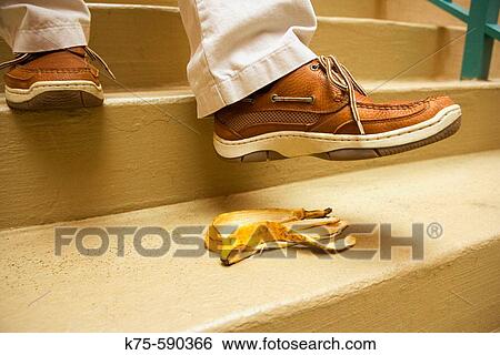 Man about to step on banana peel. View Large Photo Image Stock Photograph - Man about to step on banana peel.. Fotosearch