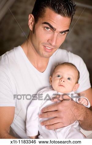 Man and baby. View Large Photo Image Stock Photograph - Man and baby.. Fotosearch