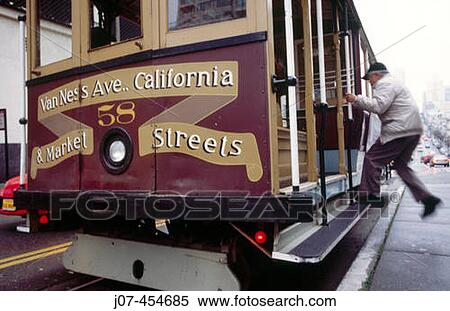 Man and Van Ness Avenue California and Market Streets cable car. San Francisco. California. USA. View Large Photo Image Stock Photography - Man and Van Ness Avenue California and Market Streets cable car. San Francisco. California. USA.. Fotosearch