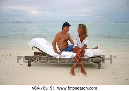 Stock Image - Man and woman in Maldives. Fotosearch
