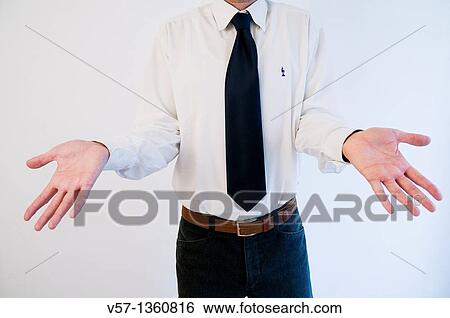 Stock Photograph - Man excusing himself. Fotosearch