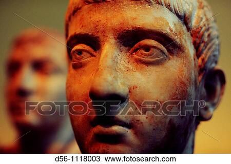 Stock Image - man head, National Archaeological Museum of Athens, Athens, Greece. Fotosearch