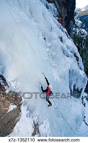Man ice climbing a route called Tobacco Gully which is rated WI3 and located near Rock Creek in the Elkhorn Mountains in eastern Oregon View Large Photo Image Stock Image - Man ice climbing a route called Tobacco Gully which is rated WI3 and located near Rock Creek in the Elkhorn Mountains in eastern Oregon. Fotosearch