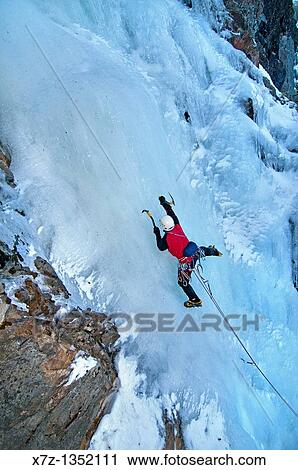 Man ice climbing a route called Tobacco Gully which is rated WI3 and located near Rock Creek in the Elkhorn Mountains in eastern Oregon View Large Photo Image Stock Image - Man ice climbing a route called Tobacco Gully which is rated WI3 and located near Rock Creek in the Elkhorn Mountains in eastern Oregon. Fotosearch