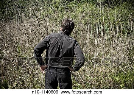 Man in front of long grass at a park View Large Photo Image Stock Photograph - Man in front of long grass at a park. Fotosearch