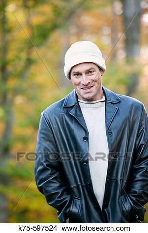 Picture - Man in leather jacket. Fotosearch