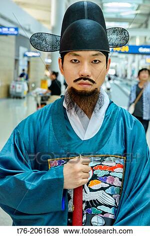 Man in traditional Korean costume, Seoul, South Korea. View Large Photo Image Stock Photo - Man in traditional Korean costume, Seoul, South Korea.. Fotosearch