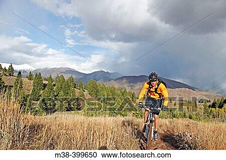 Man mt. biking in Sun Valley, Idaho. USA View Large Photo Image Stock Image - Man mt. biking in Sun Valley, Idaho. USA. Fotosearch