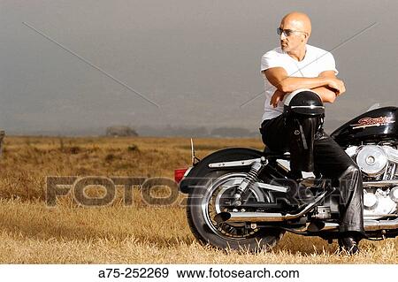 Man on Harley-Davidson Sportster View Large Photo Image Stock Photo - Man on Harley-Davidson Sportster. Fotosearch