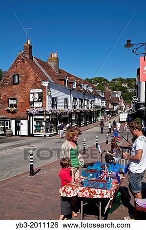 Stock Photograph - Man Selling Cherries, The High Street, Lewes, East Sussex, England.. Fotosearch