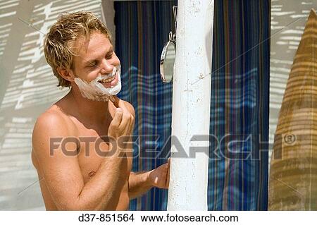 Man shaving in the morning View Large Photo Image Picture - Man shaving in the morning. Fotosearch