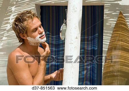 Man shaving in the morning View Large Photo Image Stock Image - Man shaving in the morning. Fotosearch