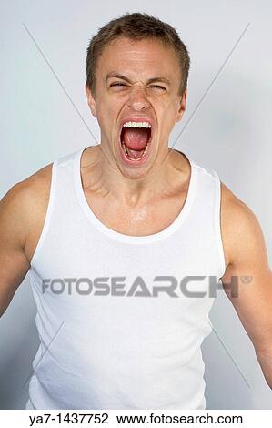 Stock Image - Man Shouting. Fotosearch