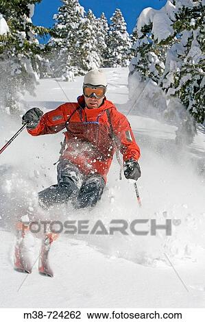 Man skiing, Sun Valley, Idaho, USA. View Large Photo Image Stock Image - Man skiing, Sun Valley, Idaho, USA.. Fotosearch