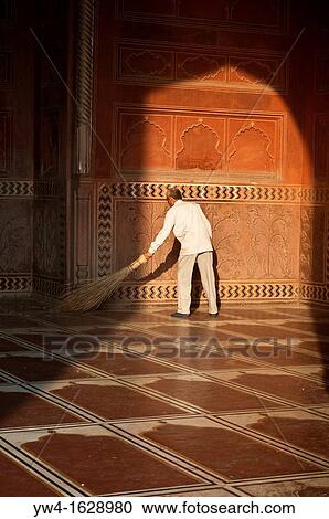 Man sweeping the floor in Taj Mahal mosque, Agra, India View Large Photo Image Stock Image - Man sweeping the floor in Taj Mahal mosque, Agra, India. Fotosearch