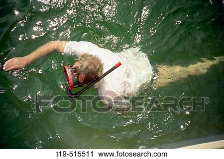 Man swimming with snorkel and mask. Slite harbor on the island of Gotland, Sweden. View Large Photo Image Stock Image - Man swimming with snorkel and mask. Slite harbor on the island of Gotland, Sweden.. Fotosearch