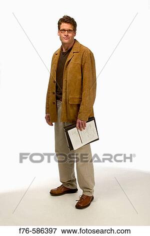 Man w clipboard, contractor, video editor, professional View Large Photo Image Stock Photo - Man w clipboard, contractor, video editor, professional. Fotosearch