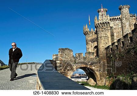 Man walking near to the castle of Ponferrada in Castilla Le? n province, Spain View Large Photo Image Stock Image - Man walking near to the castle of Ponferrada in Castilla Le? n province, Spain. Fotosearch