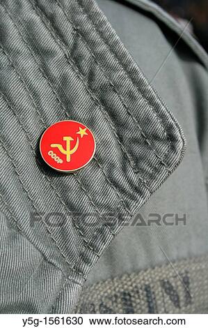 man wearing communist badge View Large Photo Image Stock Image - man wearing communist badge. Fotosearch
