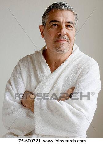 Stock Image - Man with bathrobe.. Fotosearch