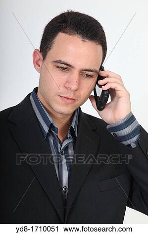 Stock Image - Man with cell phone. Fotosearch