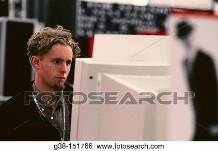 Man with computer View Large Photo Image Stock Photograph - Man with computer. Fotosearch