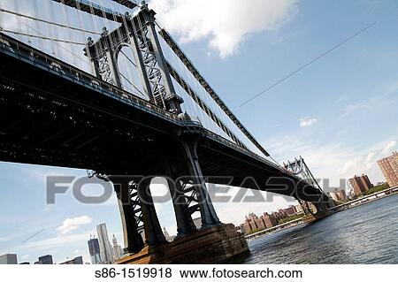 Manhattan Bridge and Manhatan Skyline seen from the DUMBO Neighborhood of Brooklyn, NY, USA View Large Photo Image Stock Photo - Manhattan Bridge and Manhatan Skyline seen from the DUMBO Neighborhood of Brooklyn, NY, USA. Fotosearch