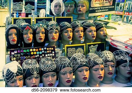 Stock Photo - mannequin heads, Istanbul, Turkey.. Fotosearch