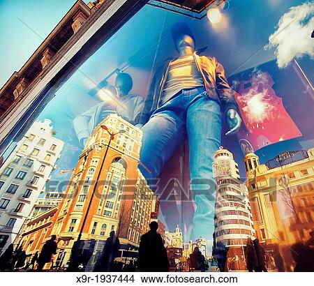 Mannequins and reflections at a window shop in Callao square. Madrid. Spain View Large Photo Image Picture - Mannequins and reflections at a window shop in Callao square. Madrid. Spain. Fotosearch