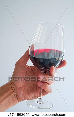 Man's hand holding a glass of red wine View Large Photo Image Picture - Man's hand holding a glass of red wine. Fotosearch