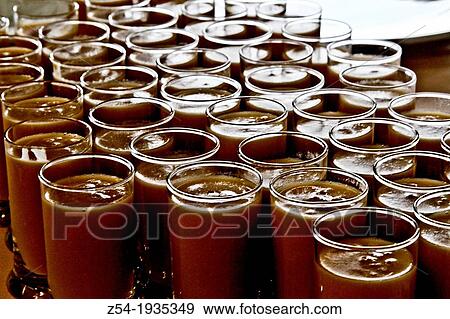 Many glasses of chickpea puree in a kitchen restaurant, ready to serve, Asturias, Spain View Large Photo Image Stock Photo - Many glasses of chickpea puree in a kitchen restaurant, ready to serve, Asturias, Spain. Fotosearch