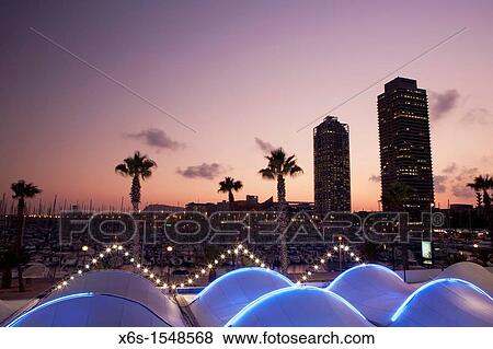Mapfre tower and Hotel Arts in the Olympic harbour, Barcelona, Spain View Large Photo Image Stock Photo - Mapfre tower and Hotel Arts in the Olympic harbour, Barcelona, Spain. Fotosearch
