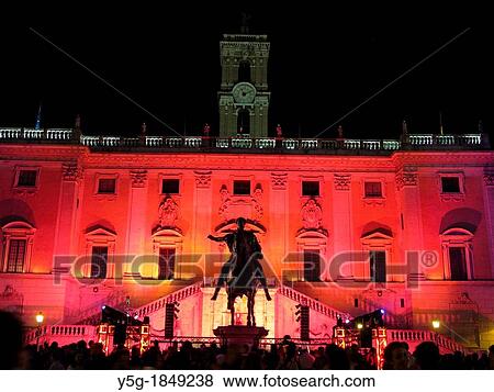 marco aurelio statue illuminated at night on capitol hill in rome italy View Large Photo Image Stock Photo - marco aurelio statue illuminated at night on capitol hill in rome italy. Fotosearch