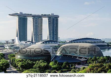 Marina Bay Sands and the Esplanade Theatres on the Bay, Singapore. View Large Photo Image Stock Photo - Marina Bay Sands and the Esplanade Theatres on the Bay, Singapore.. Fotosearch