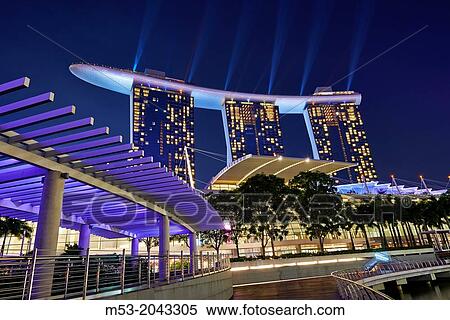Stock Photography - Marina Bay Sands Hotel at night. Singapore.. Fotosearch