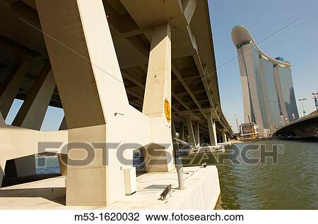 Marina Bay Sands hotel seen from the reinforced concrete pylons of the Benjiamin Sheares Bridge Singapore View Large Photo Image Stock Image - Marina Bay Sands hotel seen from the reinforced concrete pylons of the Benjiamin Sheares Bridge Singapore. Fotosearch
