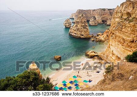 Marina beach in Lagoa Algarve Portugal View Large Photo Image Stock Photograph - Marina beach in Lagoa Algarve Portugal. Fotosearch