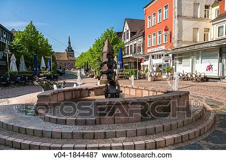 Market square in Bodenwerder with a statue of Baron Munchhausen on the German Fairy Tale Route, Lower Saxony, Germany, Europe View Large Photo Image Stock Photo - Market square in Bodenwerder with a statue of Baron Munchhausen on the German Fairy Tale Route, Lower Saxony, Germany, Europe. Fotosearch