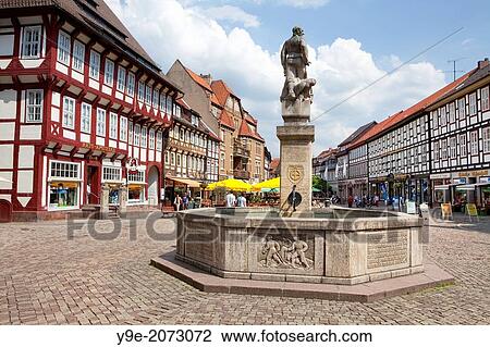 Market square with Till Eulenspiegel fountain in Einbeck, Lower Saxony, Germany, Europe View Large Photo Image Stock Image - Market square with Till Eulenspiegel fountain in Einbeck, Lower Saxony, Germany, Europe. Fotosearch
