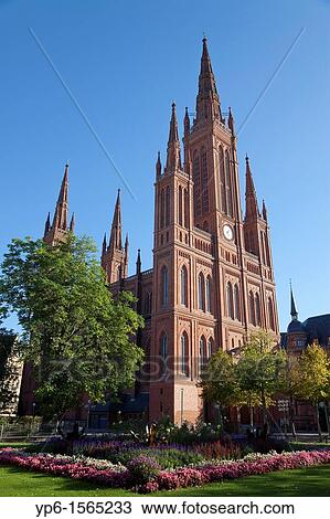 Marktkirche Wiesbaden Hesse Germany Stock Image Yp6 Fotosearch