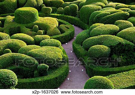 Stock Photograph - Marqueyssac gardens, chateau, Dordogne, Aquitaine, France, Europe. Fotosearch