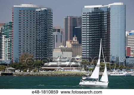 MARRIOT HOTEL HARBORSIDE CITY SKYLINE AT EMBARCADERO MARINA SAN DIEGO CALIFORNIA USA View Large Photo Image Stock Photo - MARRIOT HOTEL HARBORSIDE CITY SKYLINE AT EMBARCADERO MARINA SAN DIEGO CALIFORNIA USA. Fotosearch