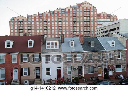 Maryland, Baltimore, Little Italy, ethnic neighborhood, row house, townhouse, working class, brick, Formstone, high rise, building, View Large Photo Image Stock Image - Maryland, Baltimore, Little Italy, ethnic neighborhood, row house, townhouse, working class, brick, Formstone, high rise, building,. Fotosearch