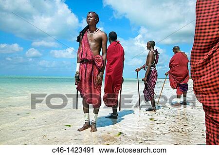 Masai people Paje beach Zanzibar Island Tanzania. View Large Photo Image Stock Image - Masai people Paje beach Zanzibar Island Tanzania.. Fotosearch