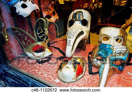 Stock Image - Masks shop. Venice. Veneto. Italy.. Fotosearch