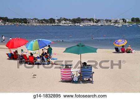 Massachusetts, Cape Cod, Hyannis, Lewis Bay, Kalmus Beach Park, sand, boats, sunbathers, umbrella, View Large Photo Image Stock Photography - Massachusetts, Cape Cod, Hyannis, Lewis Bay, Kalmus Beach Park, sand, boats, sunbathers, umbrella,. Fotosearch