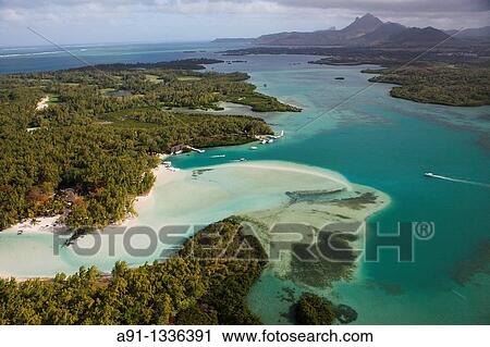 Mauritius, aerial view from an helicopter, Stags island ile aux cerfs and Mangenie islet View Large Photo Image Stock Image - Mauritius, aerial view from an helicopter, Stags island ile aux cerfs and Mangenie islet. Fotosearch