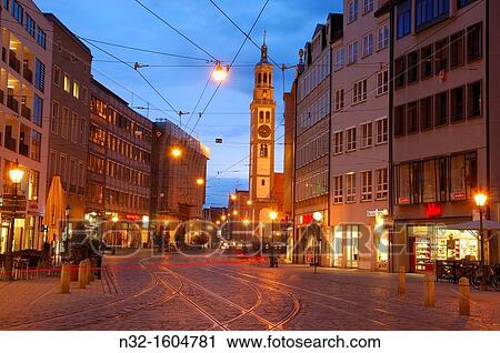 Maximilianstrasse (Maximilian street) and Perlachturm, Augsburg, Romantic Road (Romantische Strasse), Swabia, Bavaria, Germany, Europe View Large Photo Image Stock Image - Maximilianstrasse (Maximilian street) and Perlachturm, Augsburg, Romantic Road (Romantische Strasse), Swabia, Bavaria, Germany, Europe. Fotosearch